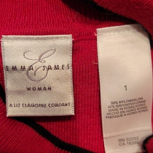 3/$30 EMMA JAMES Short Sleeve Mock Turtleneck Check Academia Sweater 1X - Picture 6 of 10